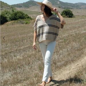 Carly Jean Los Angeles Tan Striped Top